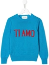 Alberta Ferretti Kids' Ti Amo Jumper In Blue