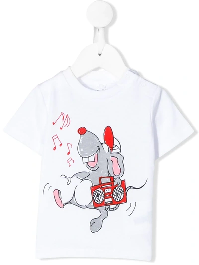 Stella Mccartney Babies' Boom Box Mouse Print T-shirt In White