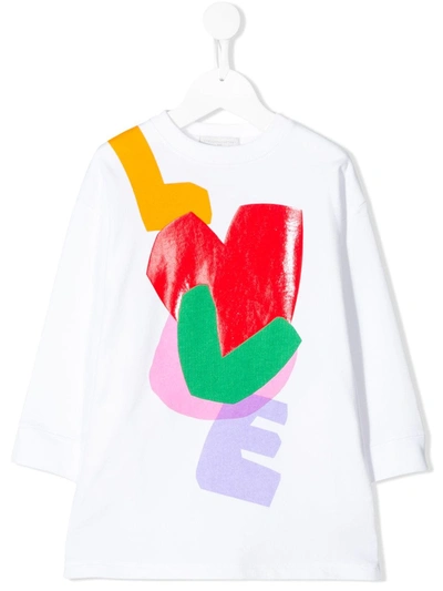 Stella Mccartney Kids' Love Print Sweatshirt Dress In White