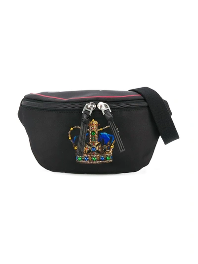 Dolce & Gabbana Kids' Crown Print Belt Bag In Black