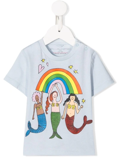 Stella Mccartney Babies' T-shirt Mit Meerjungfrauen-print In Blue