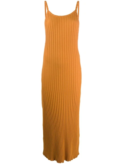 Simon Miller Yellow Ribbed Dress In Orange