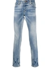Philipp Plein Stonewashed Slim-fit Jeans In Blue