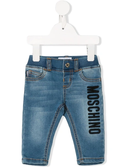 Moschino Babies' Teddy Bear Jeans In Blue