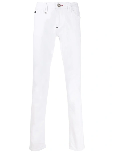 Philipp Plein Stonewashed Slim-fit Jeans In White