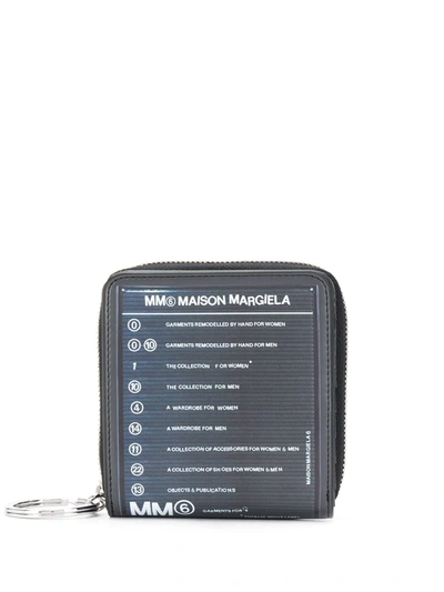 Mm6 Maison Margiela Zip-around Logo Wallet In Black