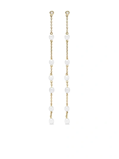 Yoko London 18kt Yellow Gold Trend Freshwater Pearl And Diamond Earrings In 6
