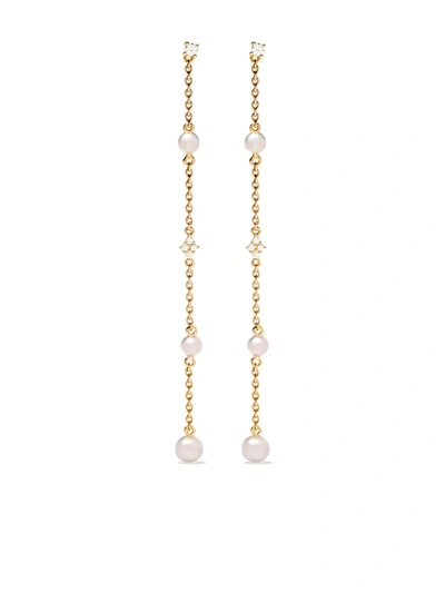 Yoko London 18kt Yellow Gold Trend Freshwater Pearl And Diamond Drop Earrings In 6