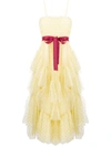 Red Valentino Ruffled Sequinned Evening Gown In Yellow & Orange