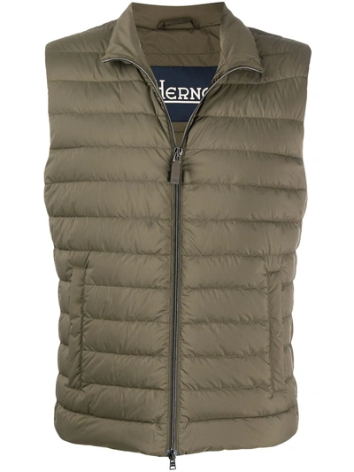 Herno Padded Zip-up Gilet In Green