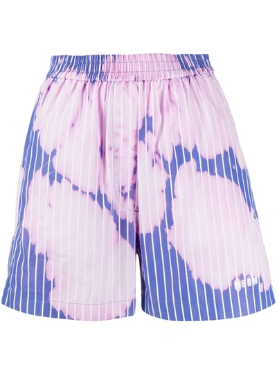 Msgm Bleached Effect Shorts In Blue