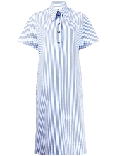 Cedric Charlier Striped Short-sleeve Shirt Dress In Blue