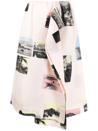 Cedric Charlier Postcard Print Midi Skirt In Pink