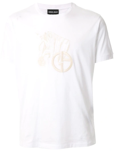 Giorgio Armani Embroidered T-shirt In White