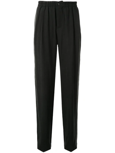 Giorgio Armani Pleated Straight-leg Trousers In Black