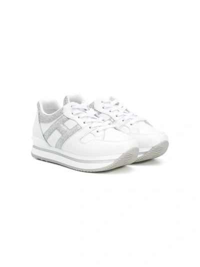 Hogan Kids' Logo Patch Low Top Trainers In White