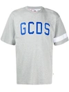 Gcds Crew Neck Logo Embroidered T-shirt In Grey