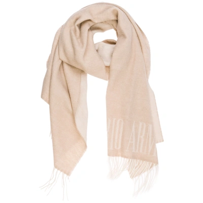 Emporio Armani Zippy Wool Scarf In Beige