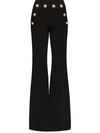 Balmain Button-embellished Flared Trousers In Black