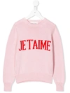 Alberta Ferretti Kids' Slogan Embroidered Jumper In Pink