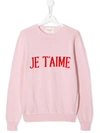 Alberta Ferretti Teen Slogan Embroidered Jumper In Pink