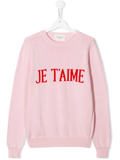 Alberta Ferretti Teen Slogan Embroidered Jumper In Pink