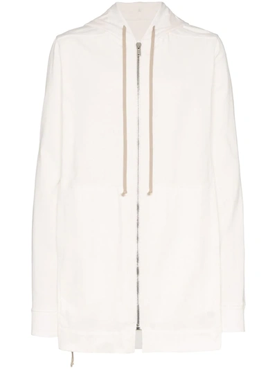Rick Owens Zipped Oversized Hoodie In White