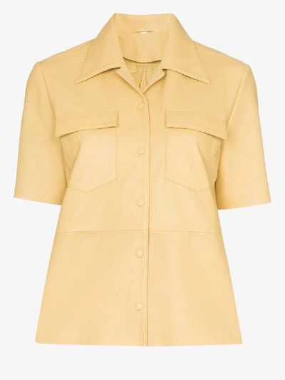 Remain Button-down Leather Shirt In Yellow