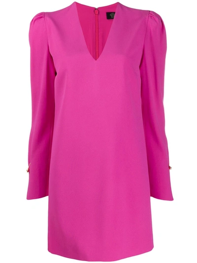 Versace V-neck Puff Sleeve Dress In Pink