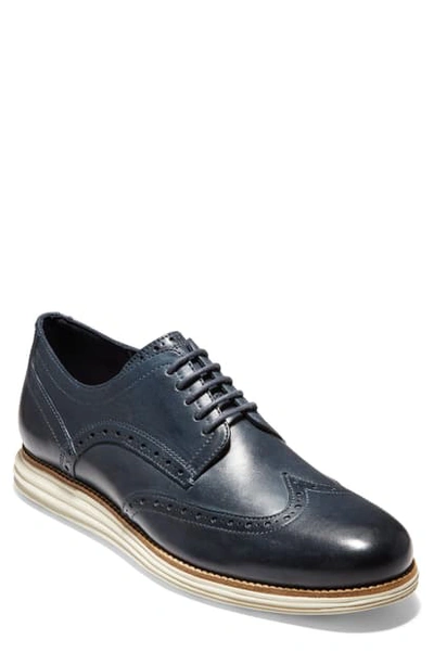 Cole Haan Originalgrand Ultra Wingtip In Navy/ Ivory Leather