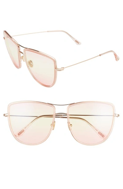 Tom Ford Tina 59mm Aviator Sunglasses In Shiny Rose Gold/ Gradient
