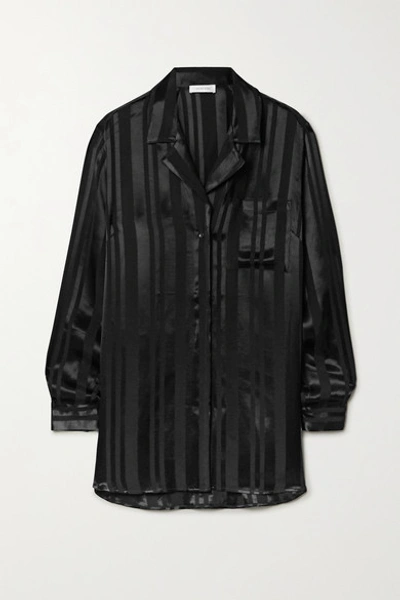 Anine Bing Ash Satin-jacquard Shirt In Black