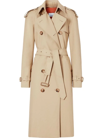 Burberry Archive Print-lined Cotton Gabardine Trench Coat In Beige