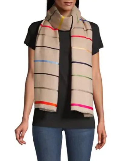 Janavi Women's Colorful Horizon Striped Cashmere Scarf In Natural