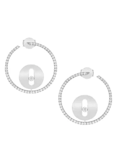Messika Lucky Move Bo 18k White Gold & Diamond Circle Hoop Earrings