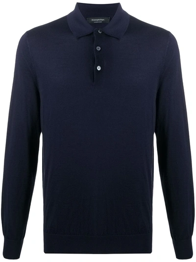 Ermenegildo Zegna Men's Solid Cashmere-silk Polo Shirt In Blue