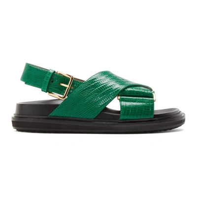 Marni Green Snake Fussbett Sandals In 00v72 Jade