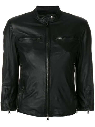 R13 Fitted Leather Jacket In Black