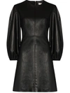 Tibi Black Faux-leather Structured Mini Dress