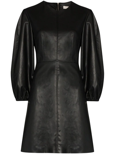Tibi Black Faux-leather Structured Mini Dress