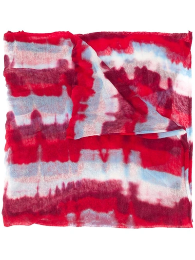 Missoni Striped Tie-dye Print Scarf In Red