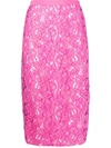 N°21 Floral Lace Pencil Skirt In Fuchsia