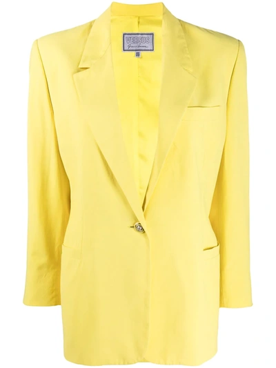 Pre-owned Versace 1980s One Button Blazer In Yellow