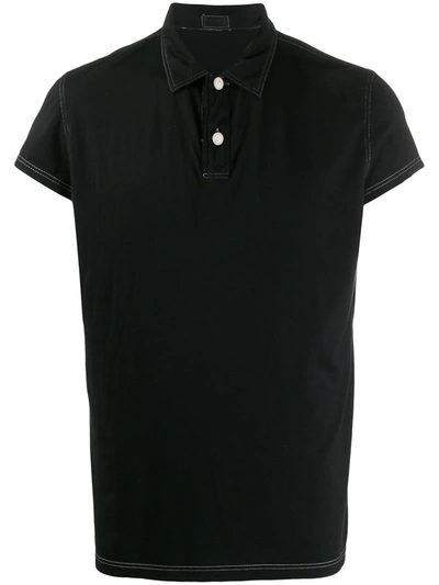 Pre-owned Versace 1990s Exposed Stitch Polo Shirt In Black