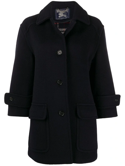 Pre-owned Burberry 1990s Cutaway Collar Coat In Blue