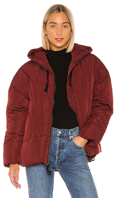 Free People Hailey Padded Hooded Jacket-red In Wine