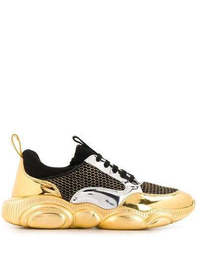 Moschino Men's Shoes Leather Trainers Sneakers Teddy Orso In Gold