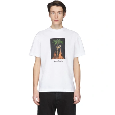 Palm Angels 白色 Burning Skeleton T 恤 In White