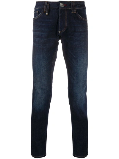 Philipp Plein Slim Fit Mid-rise Jeans In Blue