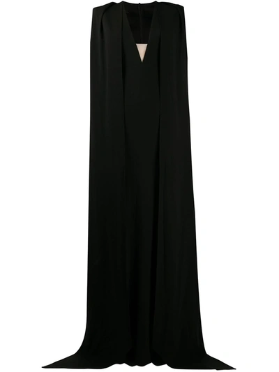 Alex Perry Plunge Style Cape Dress In Black